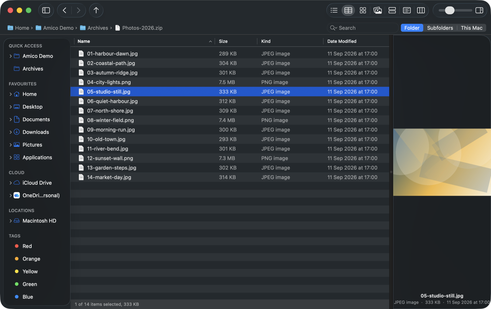 Previewing a file inside a zip in dark mode